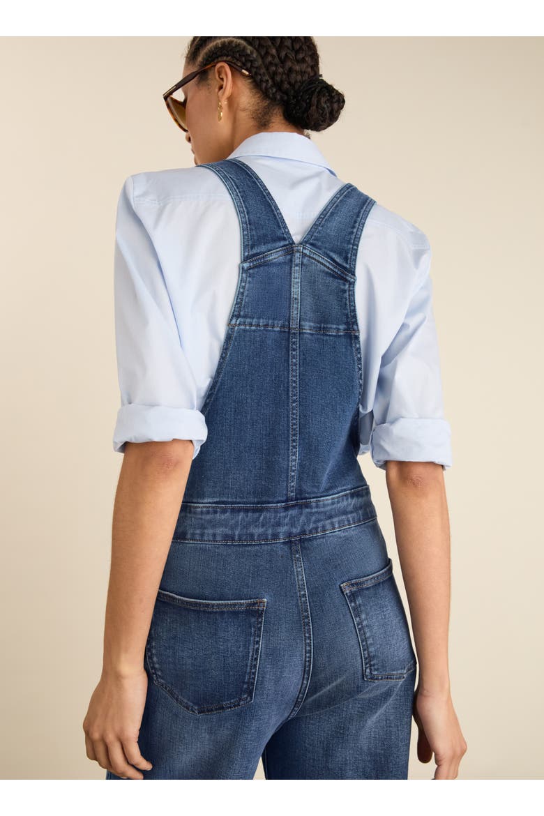 Joanna Stretch Wide Leg Dungarees, Alternate, color, Washed Indigo