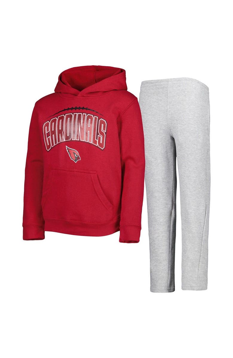 Outerstuff Youth Cardinal/Heather Gray Arizona Cardinals Double Up Pullover Hoodie & Pants Set, Main, color, Cardinal