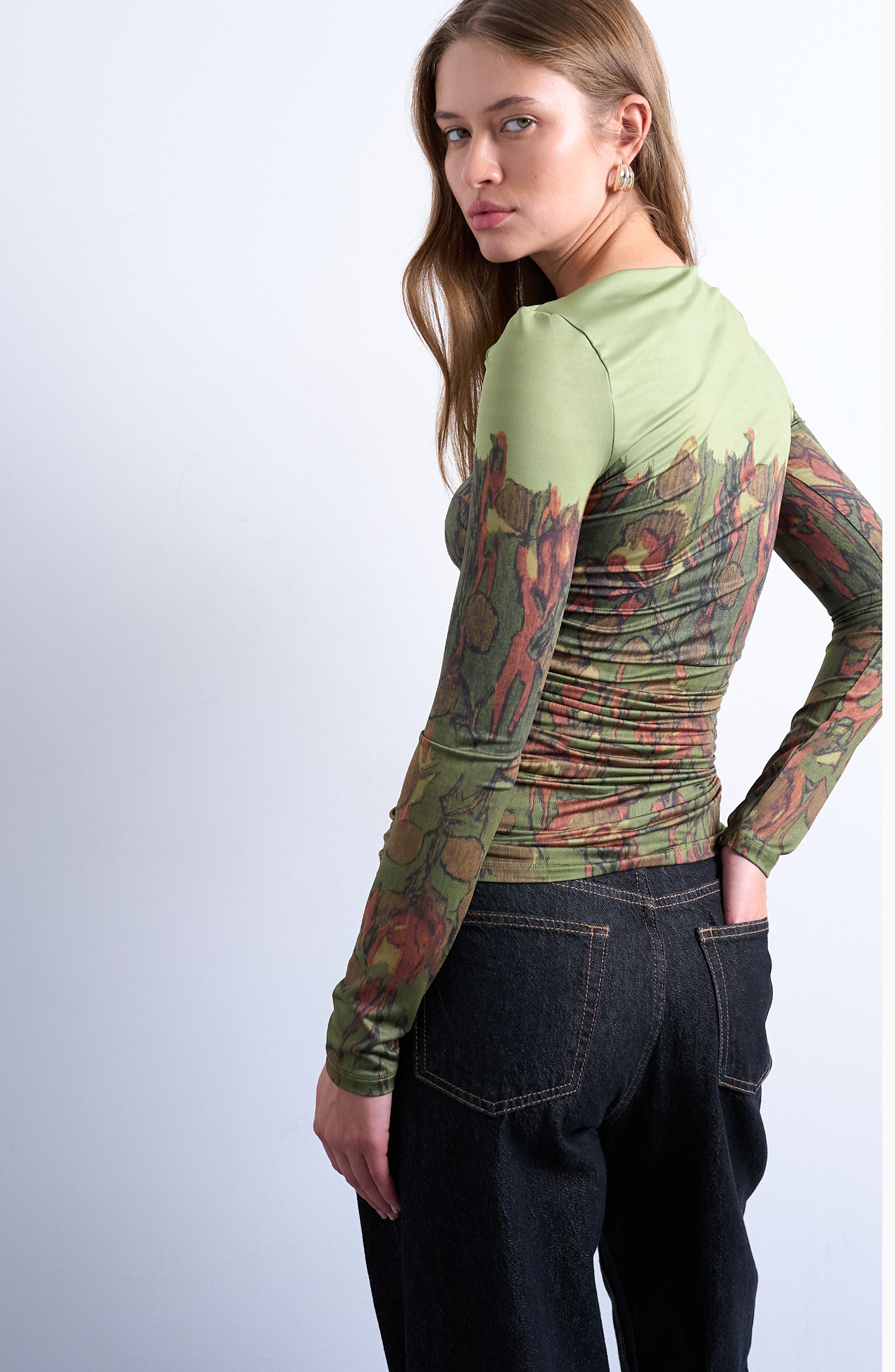 Print Ruched Top - image 2
