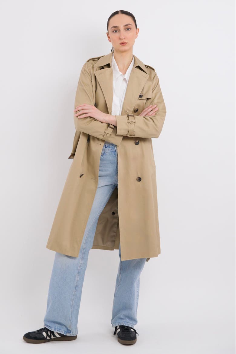 Long Classic Trench Coat, Alternate, color, Khaki