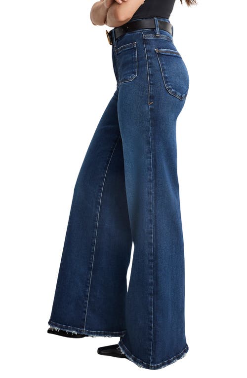 Good American Good Waist Patch Pocket High Waist Wide Leg Palazzo Jeans