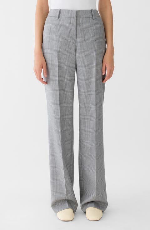 Gates Plaid Straight Leg Wool Pants
