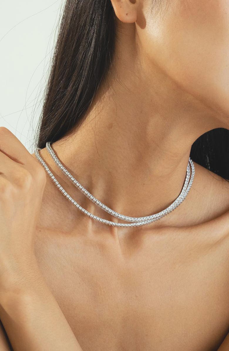 Bearfruit Jewelry Sterling Silver 18k Gold Plated Beatrice Tennis Necklace Holiday Gift Idea, Alternate, color, Silver