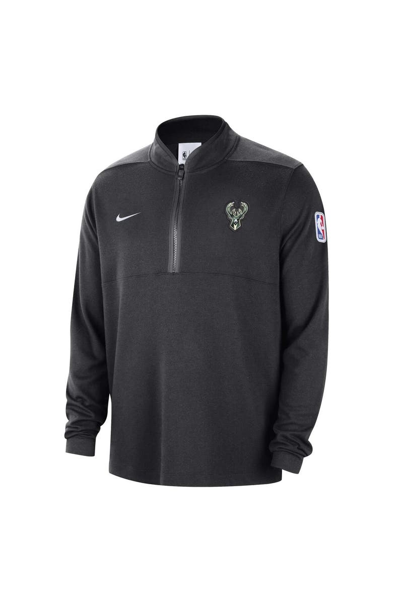 Nike Men's Nike Black Milwaukee Bucks Authentic Performance Half-Zip Jacket, Alternate, color, Black