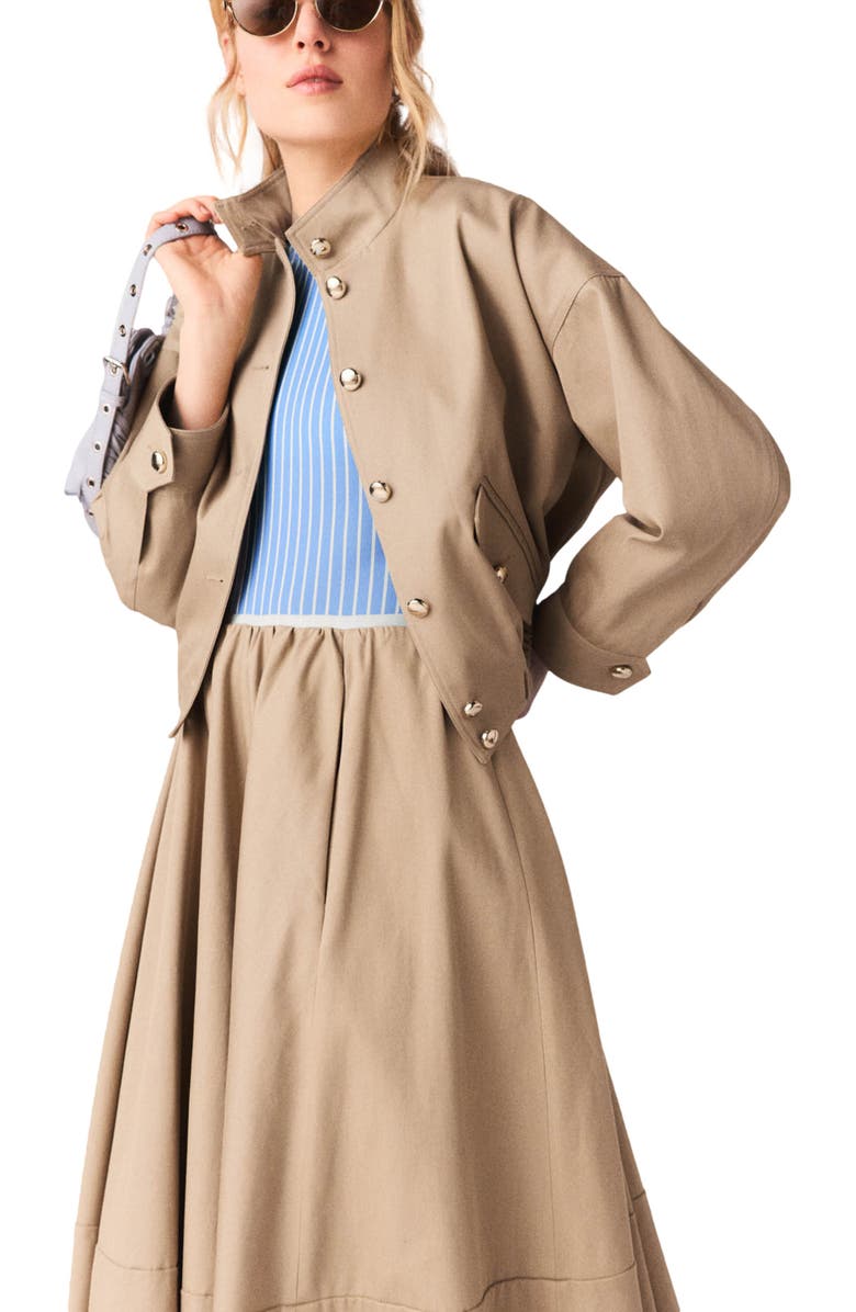 maje Cotton bomber jacket, Alternate, color, Mastic Beige