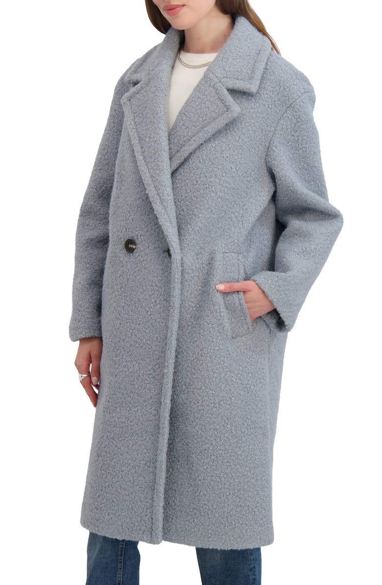 Tahari Ivy Double Breasted Longline Coat, Alternate, color, Powder Blue
