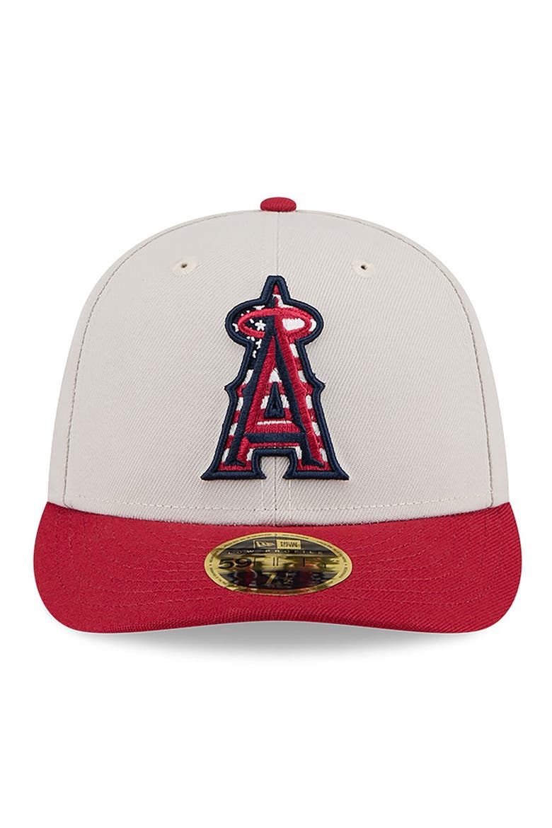 Men's New Era  Khaki/Red Los Angeles Angels 2024 Fourth of July Low Profile 59FIFTY Fitted Hat, Alternate, color, Khaki