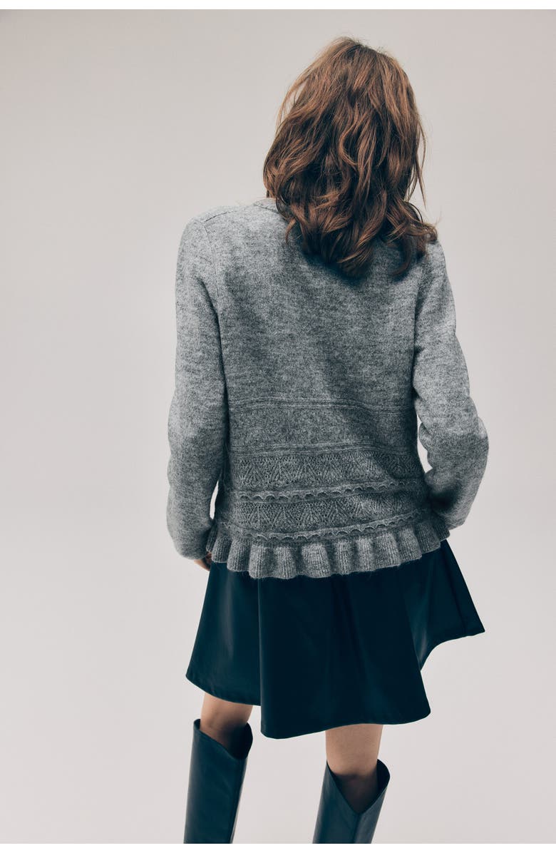 H&M Pointelle-knit Cardigan, Alternate, color, Gray Melange