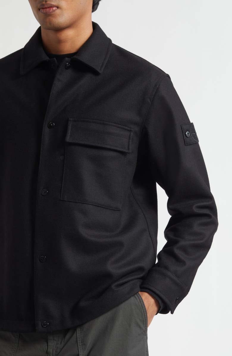 Stone Island Ghost Virgin Wool Blend Overshirt, Alternate, color, V0029 Black