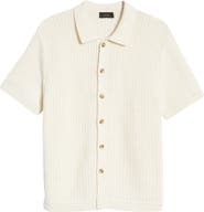 Vince Crochet Cotton Short Sleeve Button-Up Shirt