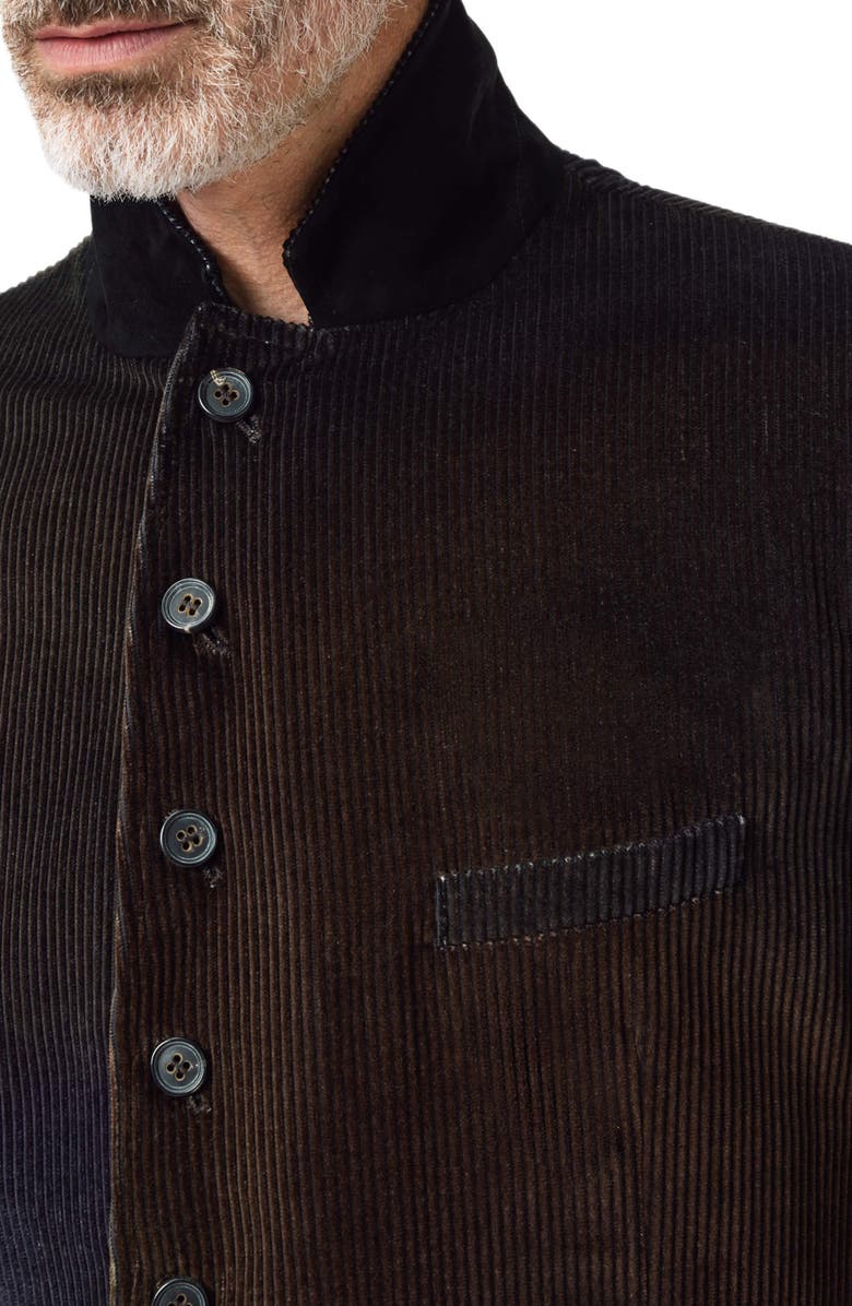 John Varvatos Baylor Cotton Corduroy High Button Blazer, Alternate, color, Dark Brown