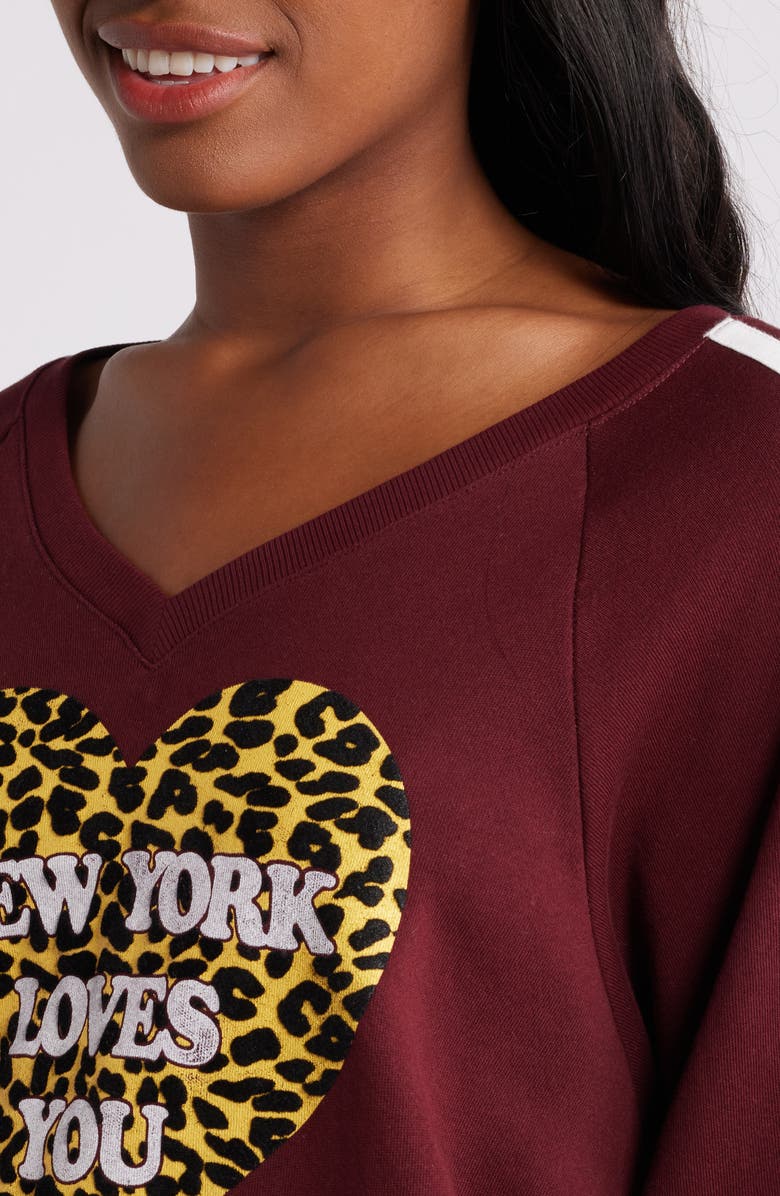New York Loves You V-Neck Graphic Sweatshirt