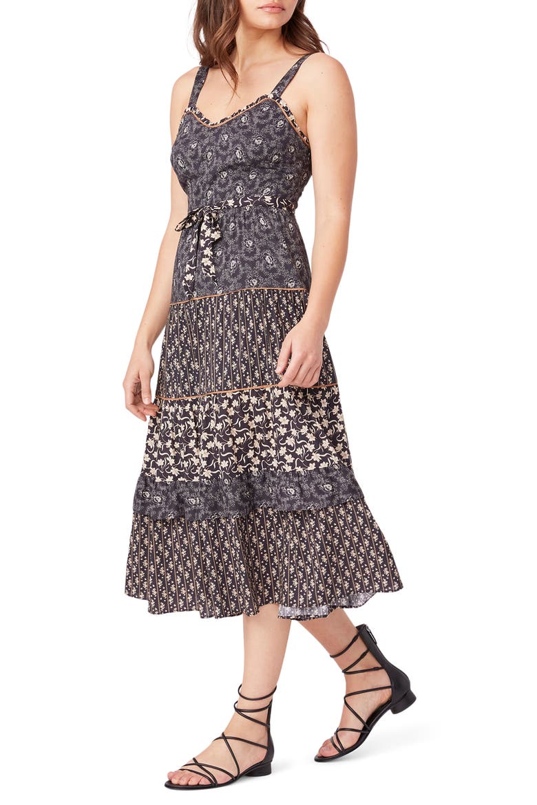 Mix Print Sundress, Alternate, color, BLACK