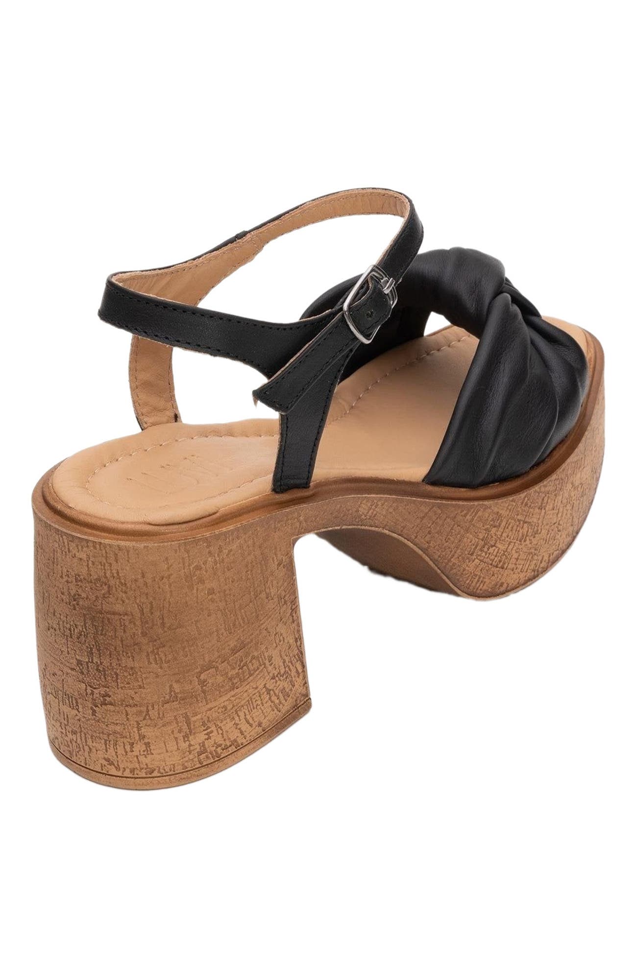 Forever & Always Shoes Tily Platform Wedge Leather Sandal, Alternate, color, Black Leather