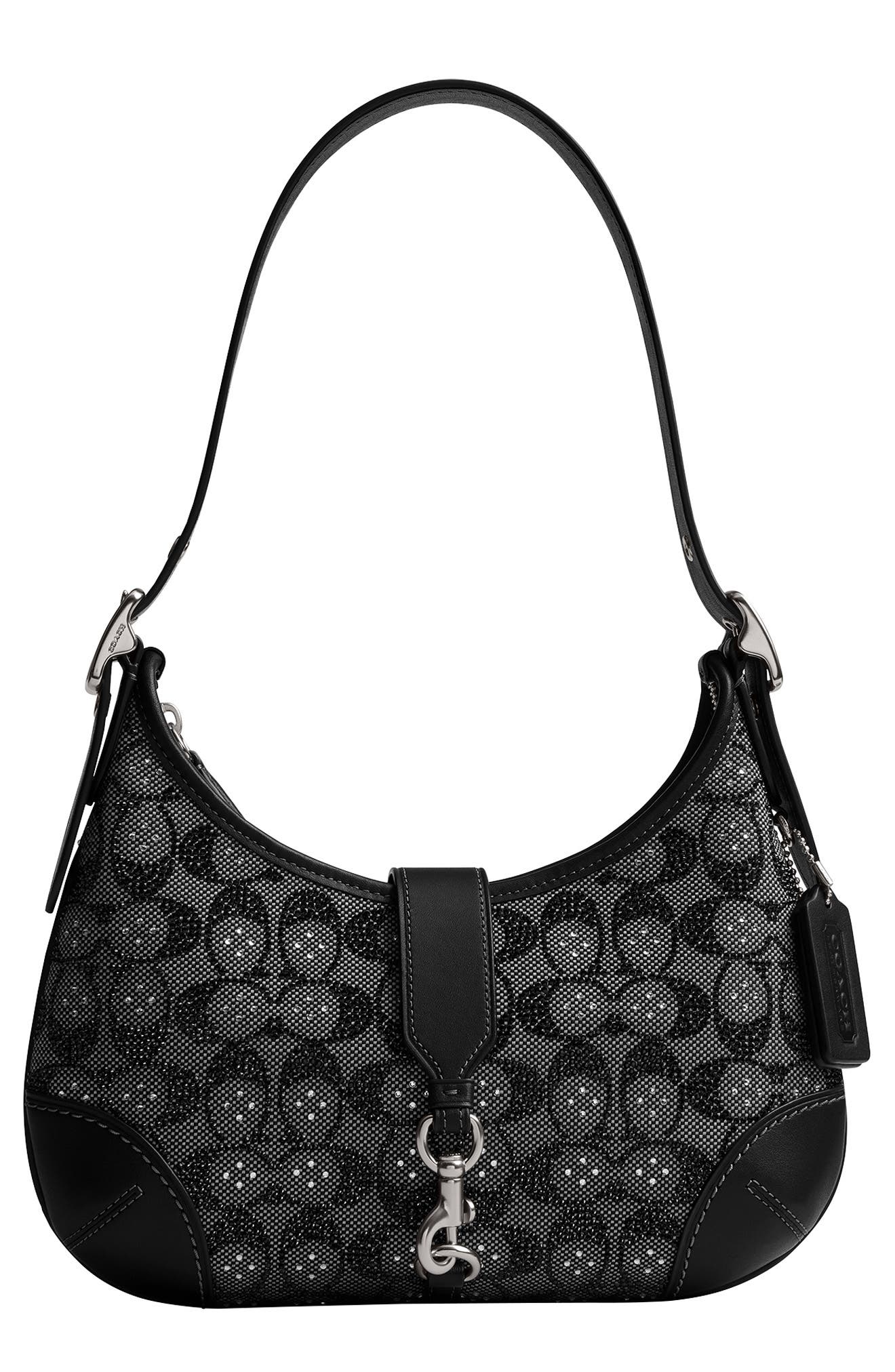 COACH Hamptons Crystal Signature Jacquard Hobo Bag, Main, color, 