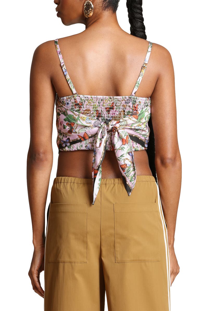 Avec Les Filles Scarf Satin Crop Top, Alternate, color, Pink Cheetah Scarf