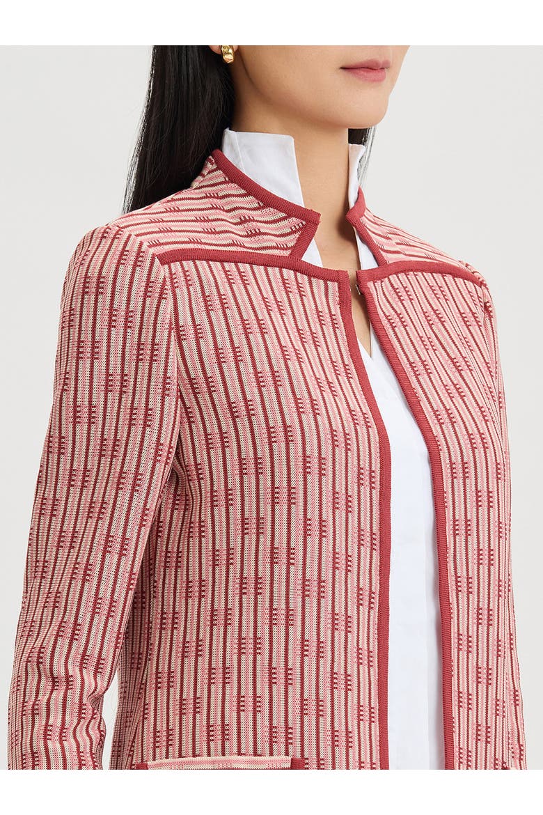 Heritage Contrast Trim Knit Jacket, Alternate, color, Honey Suckle/Russet/Biscotti