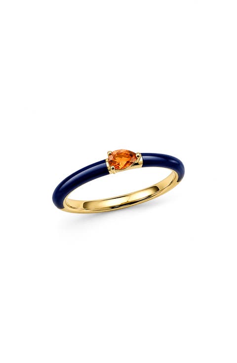 Pear Cut Topaz Enamel Ring