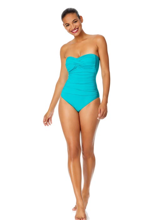 ANNE COLE TWIST FRONT SHIRRED ONE PIECE SWIMSUIT