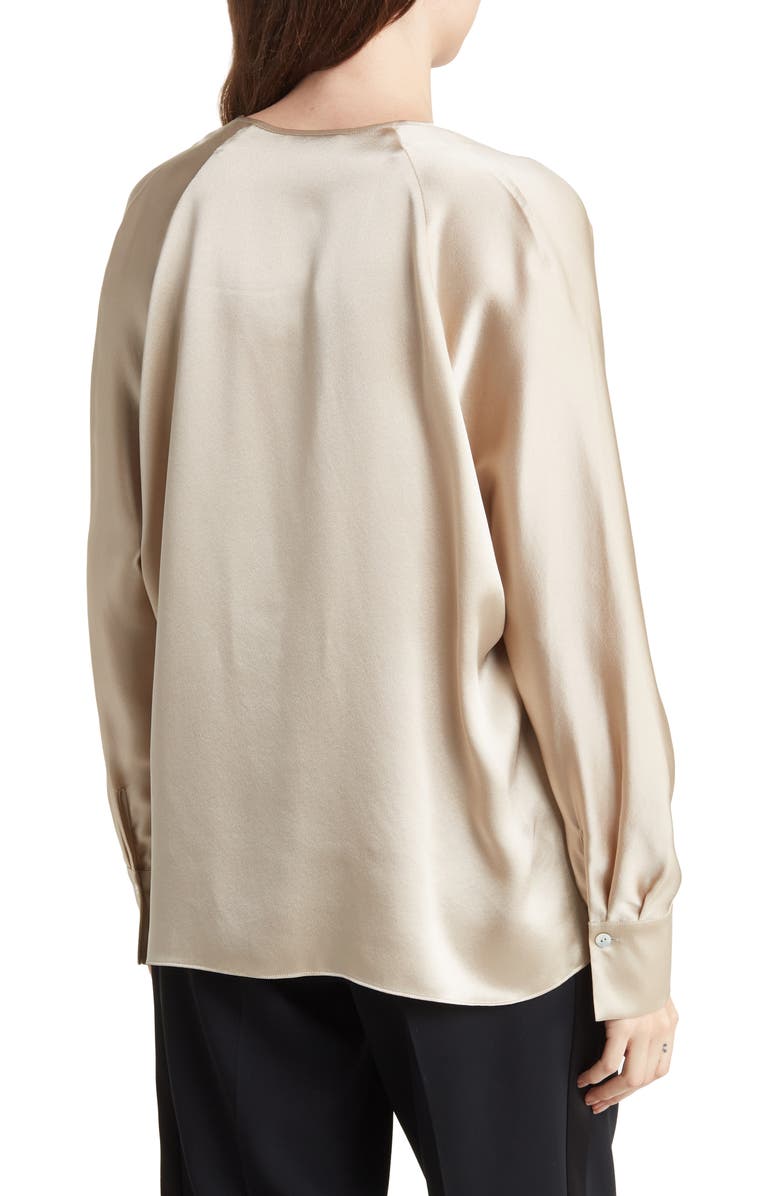 Vince Tie Neck Band Collar Blouse, Alternate, color,