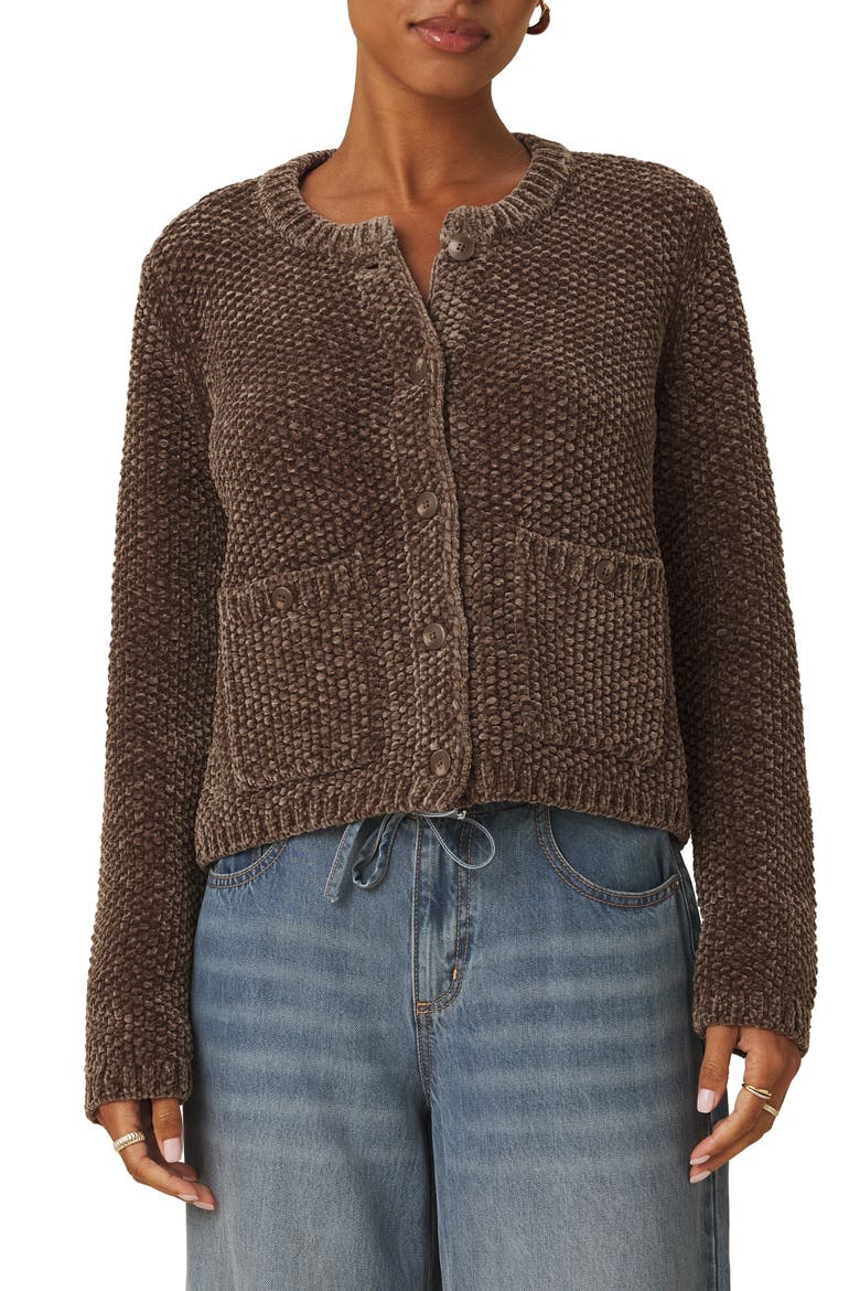 Aubrey Chenille Cardigan, Main, color, CEDAR BROWN