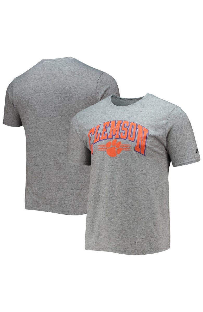 LEAGUE COLLEGIATE WEAR Men's League Collegiate Wear Heathered Gray Clemson Tigers Upperclassman Reclaim Recycled Jersey T-Shirt, Alternate, color,