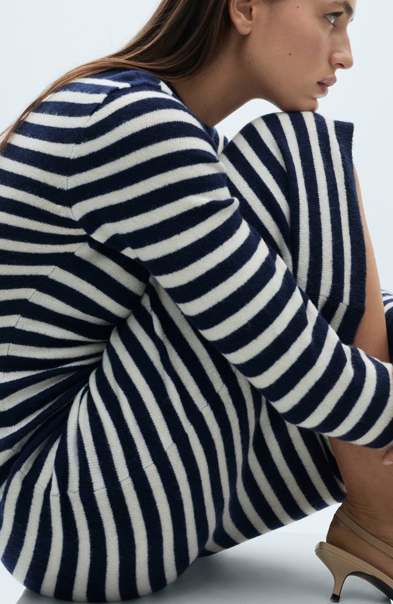 MANGO Stripe Long Sleeve Midi Sweater Dress, Alternate, color,