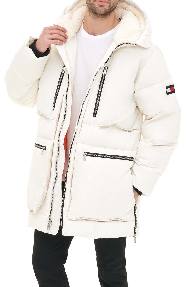 Tommy Hilfiger Water Resistant Faux Shearling Lined Hood Quilted Parka, Alternate, color, 