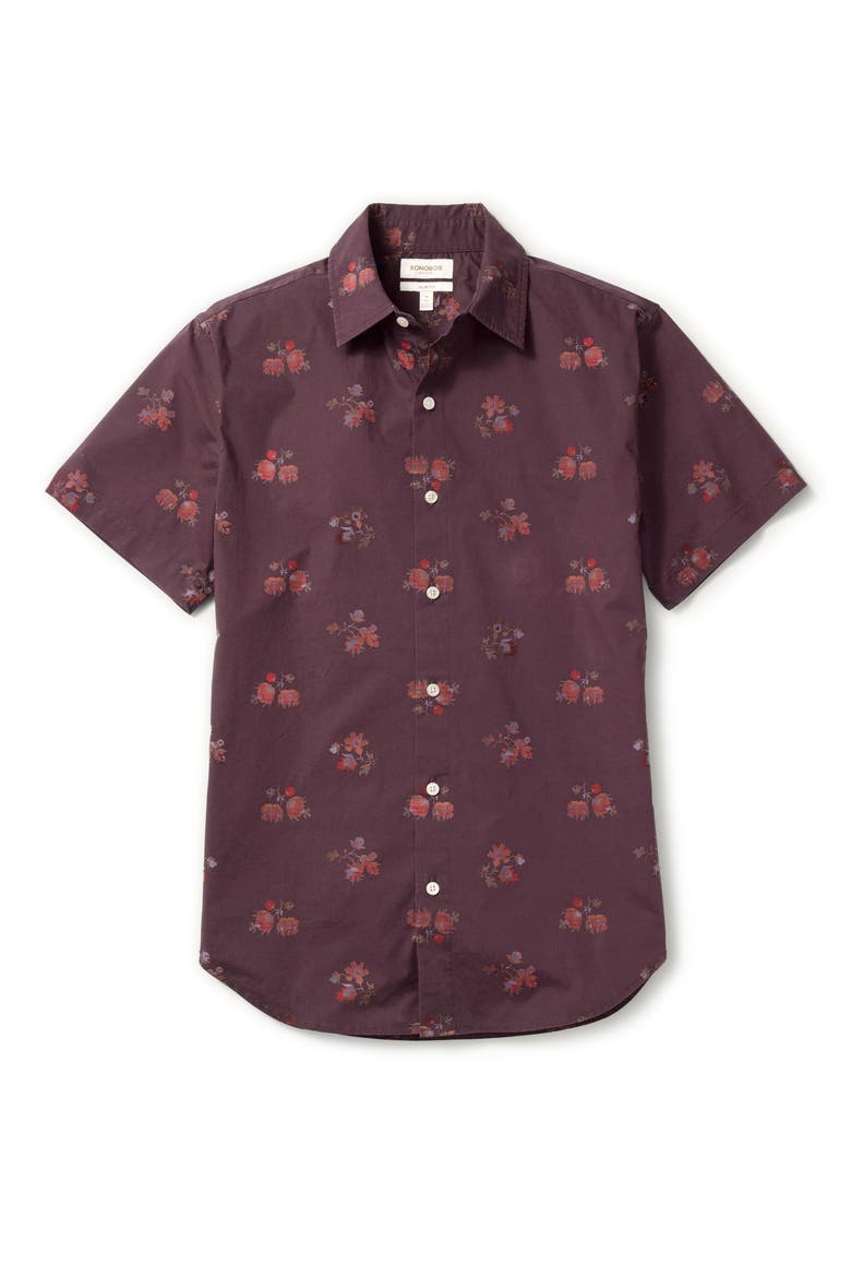 Riviera Slim Fit Floral Short Sleeve Stretch Cotton Button-Up Shirt, Alternate, color, VINTAGE NEEDLEPOINT