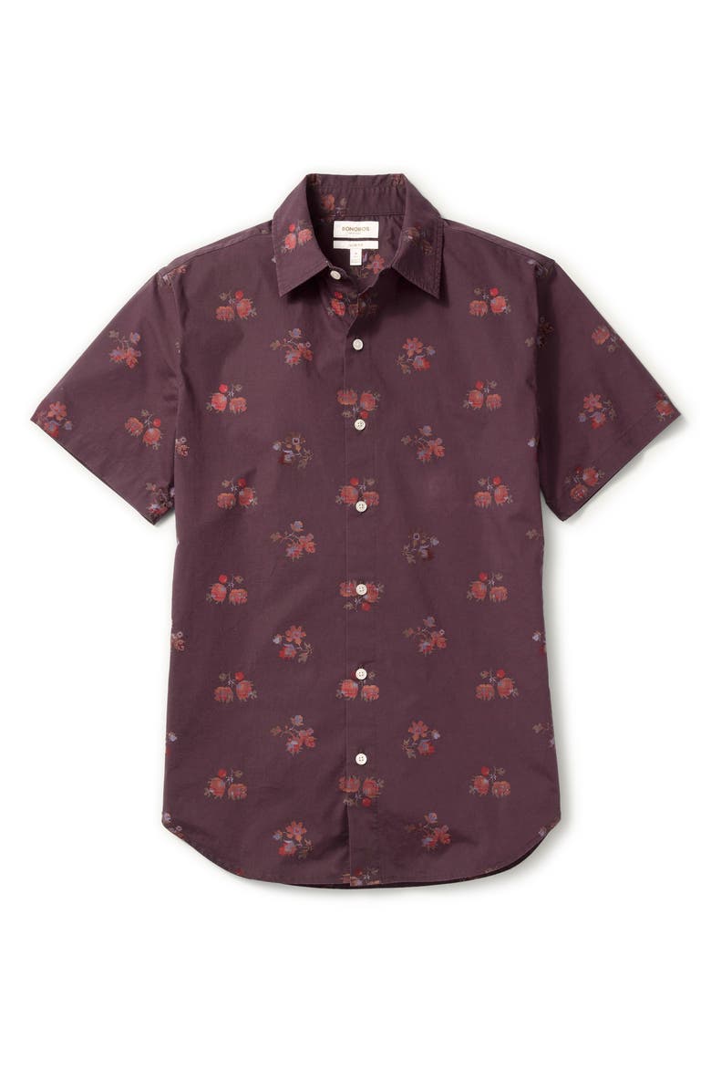 Bonobos Riviera Slim Fit Floral Short Sleeve Button-Up Shirt, Alternate, color, Vintage Needlepoint
