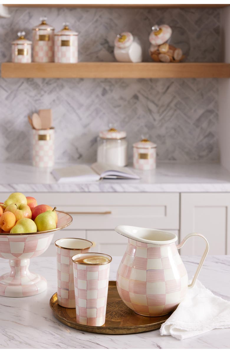 MACKENZIE CHILDS Rosy Check Pitcher, Alternate, color, Pink/ White