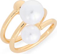 NORDSTROM RACK Faux Pearl Coiled Wrap Ring