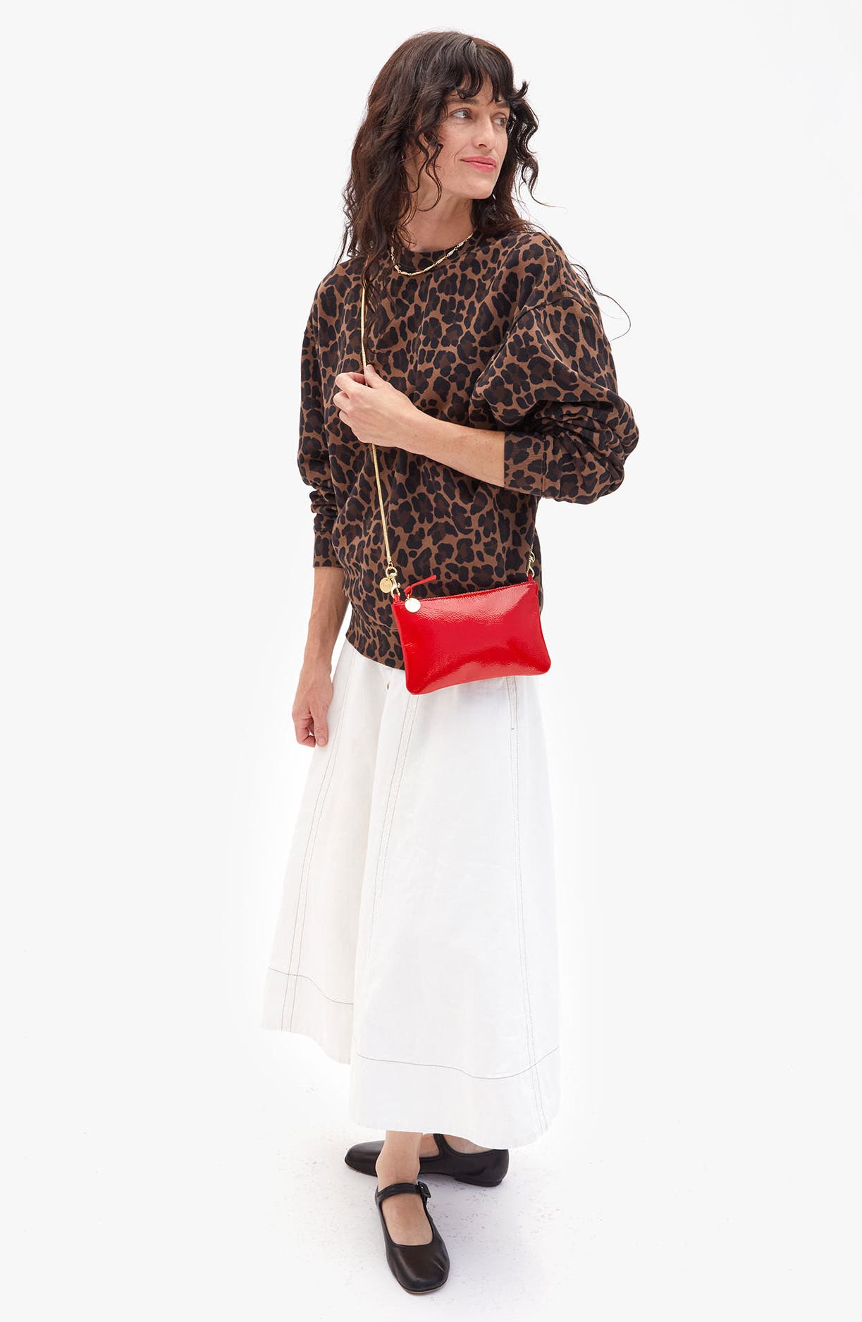 Clare V. Leather Clutch with Tabs, Alternate, color, 