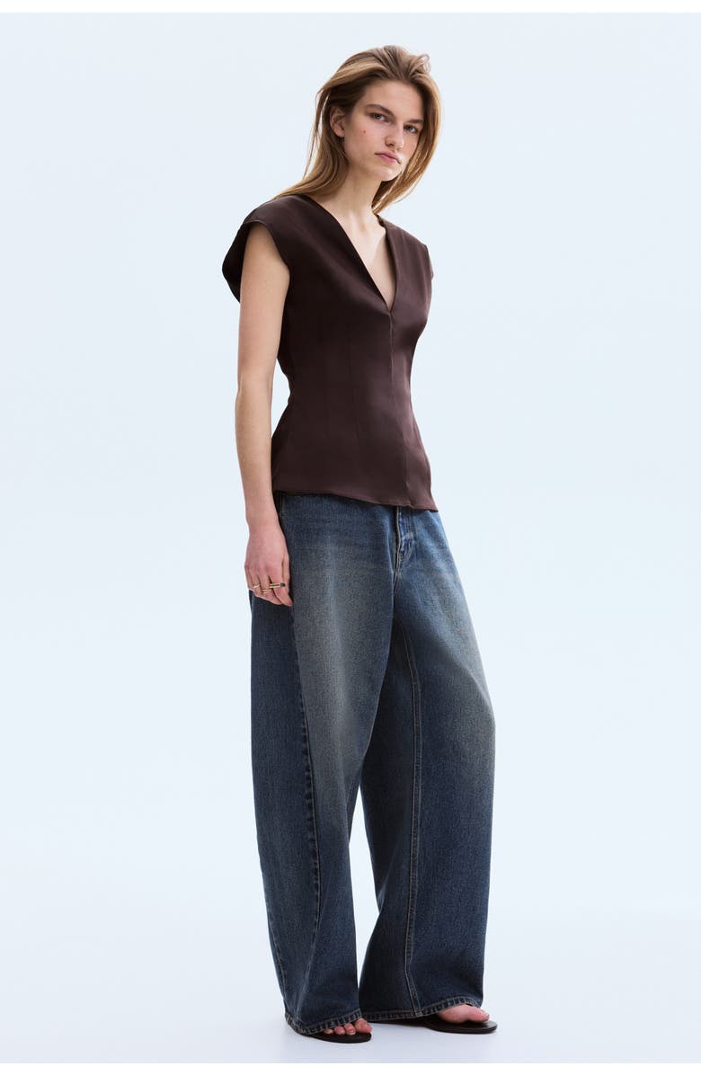 H&M V-neck Top, Alternate, color, Dark Brown
