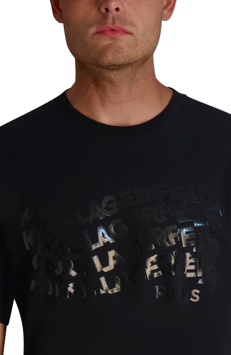 KARL LAGERFELD PARIS Wavy Logo Graphic T-Shirt, Alternate, color, Black