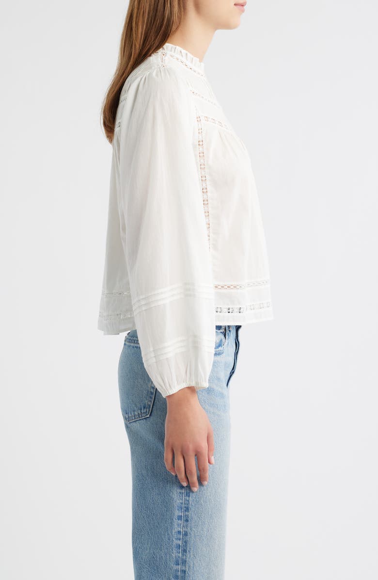 Rails Reyna Lace Inset Cotton Peasant Top, Alternate, color, White