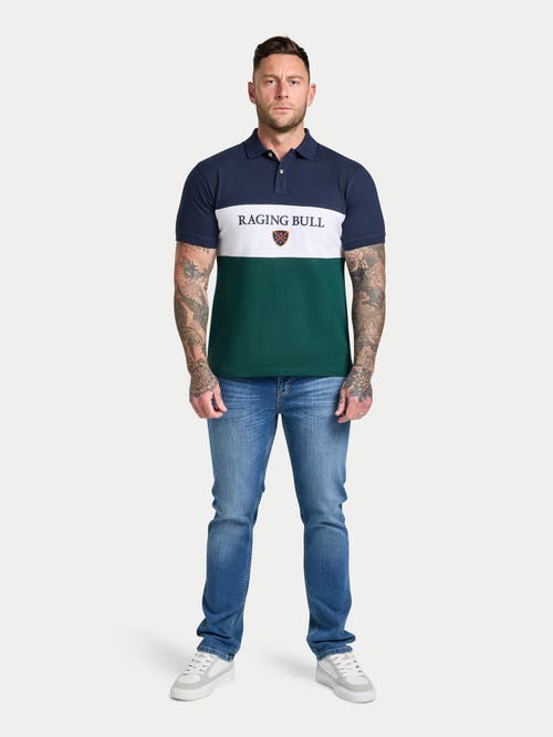 Raging Bull Short Sleeve Cut & Sew Panel Pique Polo In Multi