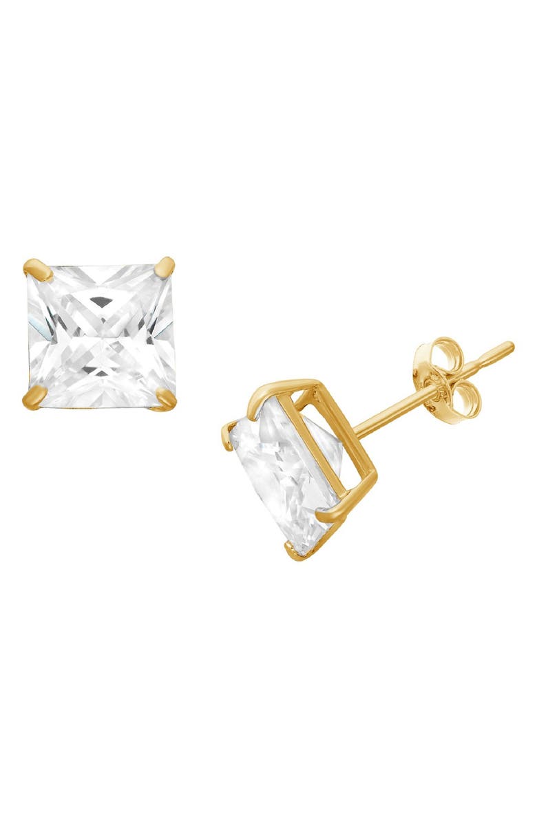 FZN 14K Gold Plate Sterling Silver CZ Stud Earrings, Main, color, 