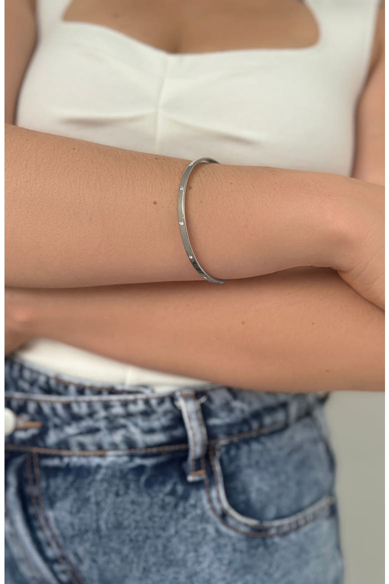 CZ Bangle Bracelet, Alternate, color, SILVER