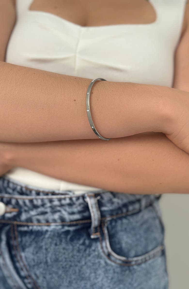 Adornia CZ Bangle Bracelet, Alternate, color, Silver