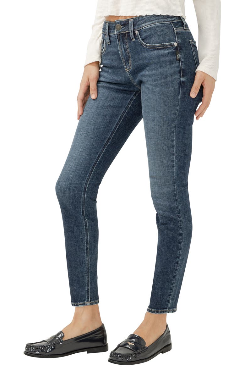 Silver Jeans Co. Elyse Curvy Mid Rise Slim Straight Leg Jeans, Alternate, color, Half Moon