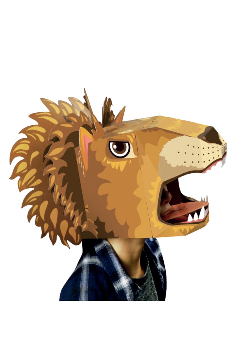 3D Paper Mask 3D Paper Lion Mask Craft for Kids (2 Pack), Fun & Easy Activity for Creative Play, Alternate, color, Brown