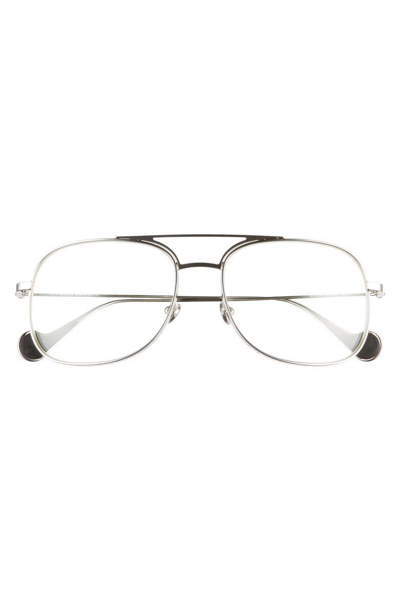 57mm Optical Glasses, Alternate, color, SHINY PALLADIUM/ CLEAR