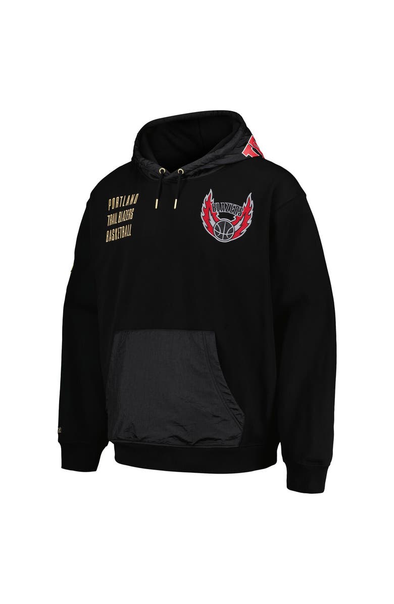 Mitchell & Ness Men's Mitchell & Ness Black Portland Trail Blazers Team OG 2.0 Vintage Logo Fleece Pullover Hoodie, Alternate, color, Black