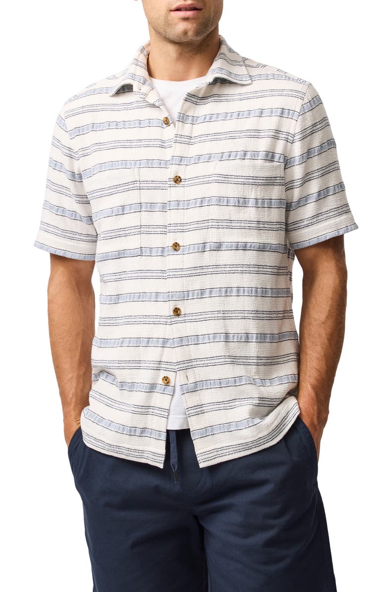 Rodd & Gunn Yarrow Creek Short Sleeve Recycled Cotton Blend Button-Up Shirt, Main, color, Ecru