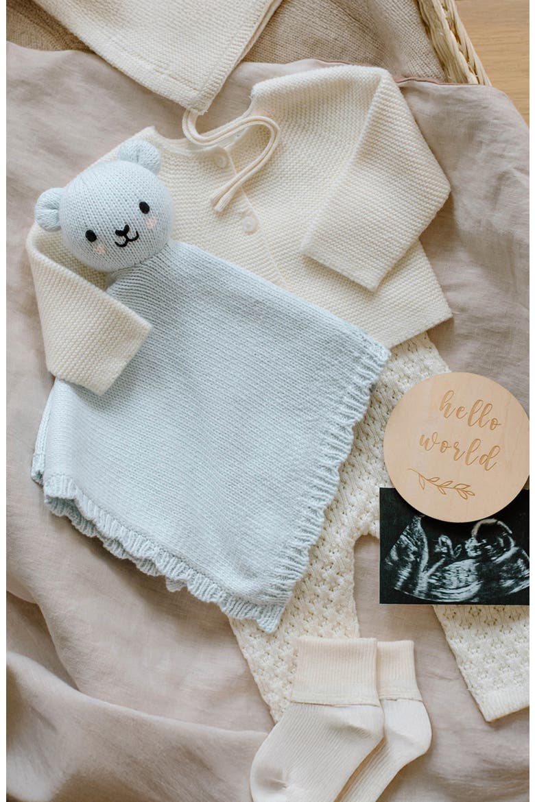 Baby Bear Lovey & Soother Blanket, Alternate, color, BLUE