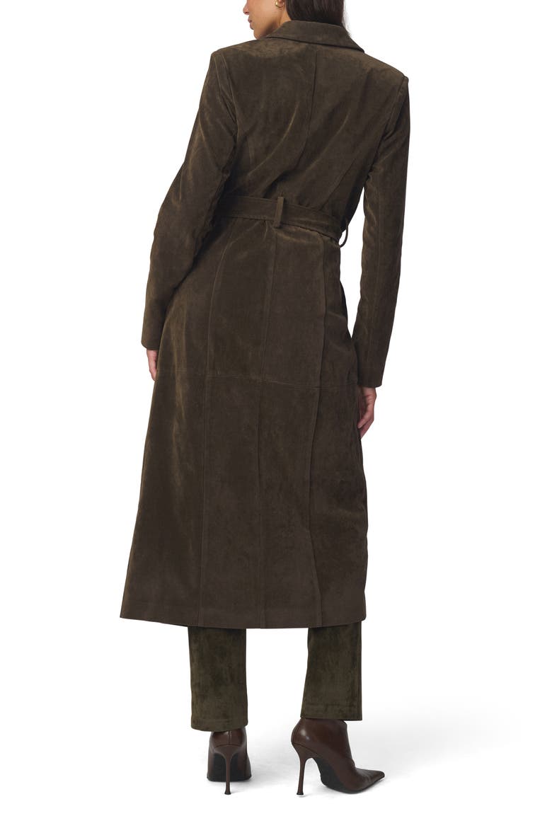 Faux Suede Long Coat, Alternate, color, OLIVE