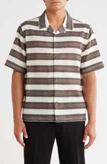PacSun Oversize Textured Stripe Camp Shirt