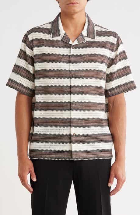 PacSun Oversize Textured Stripe Camp Shirt