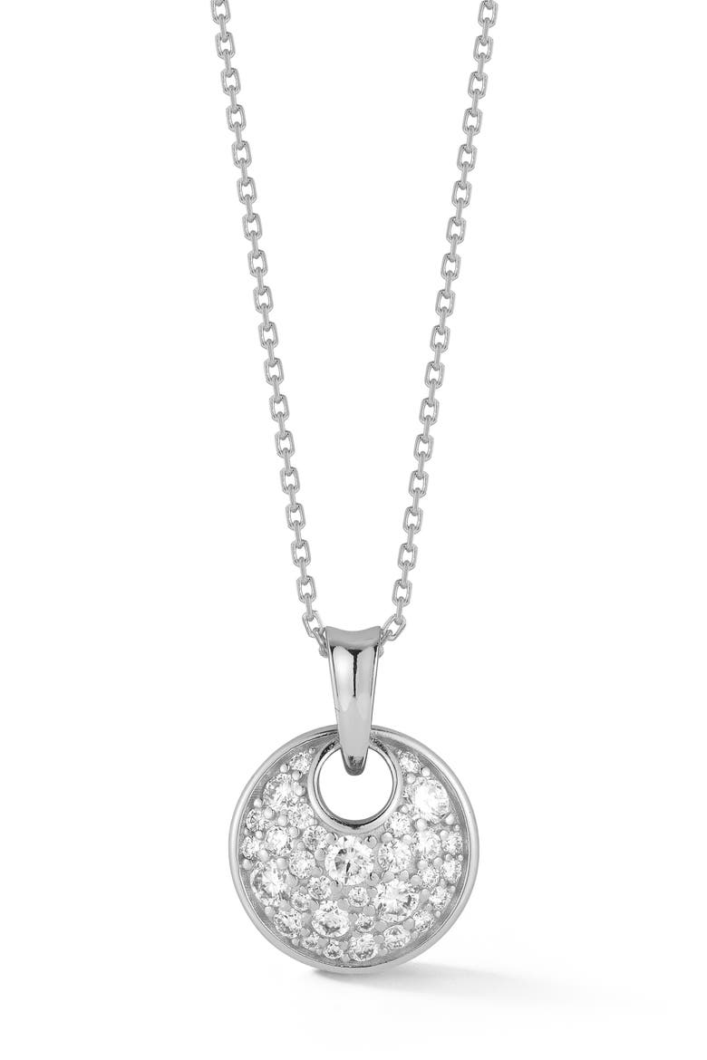 Moissanite Disc Pendant Necklace, Main, color, SILVER